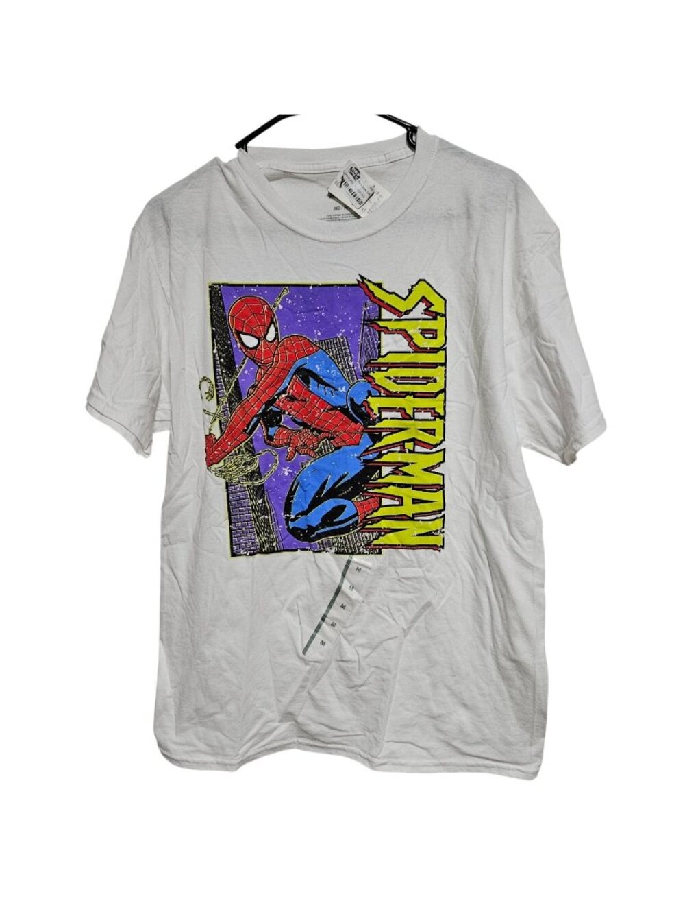 Marvel Comics Spider-Man Graphic T-Shirt Mens Size Medium White Short Sleeve